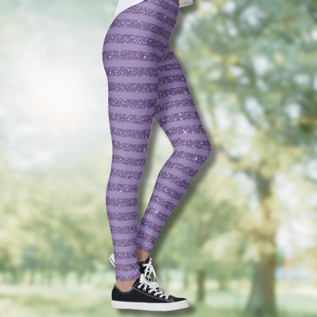 Leggings Rayures horizontales de style pailleté prune fumé (Créateur téléchargé)
