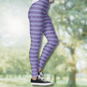Leggings Rayures horizontales de style paillettes d'améthys