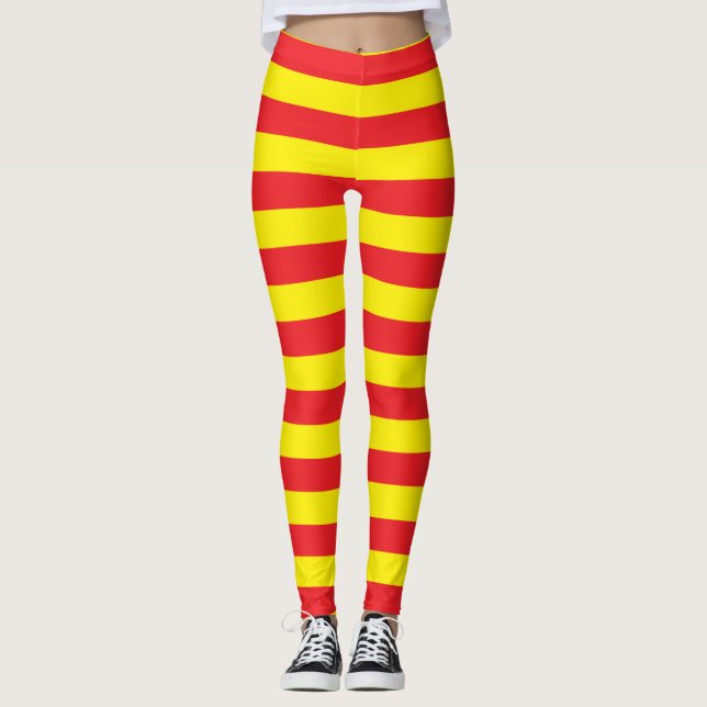 Leggings Rayures horizontales jaunes et rouges (Devant)