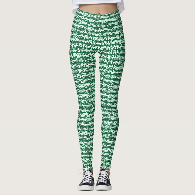 Leggings Rayures horizontales organiques - Vert forêt (Devant)