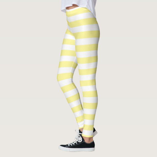 Leggings Rayures jaune pâle et blanches (Gauche)