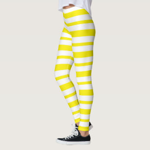Leggings Rayures jaunes et blanches épaisses et minces
