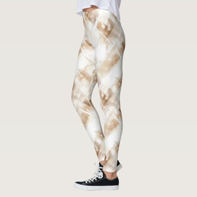 Leggings Rayures Marron Crème Rustique (Gauche)