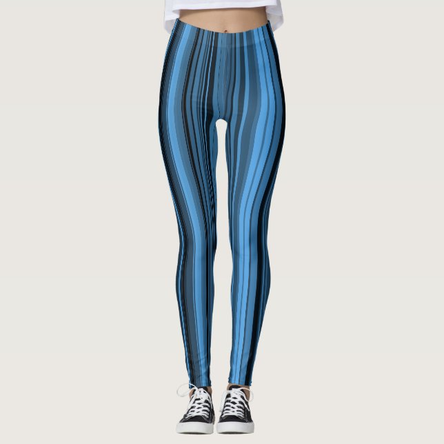 Leggings Rayures Noir Bleu (Devant)