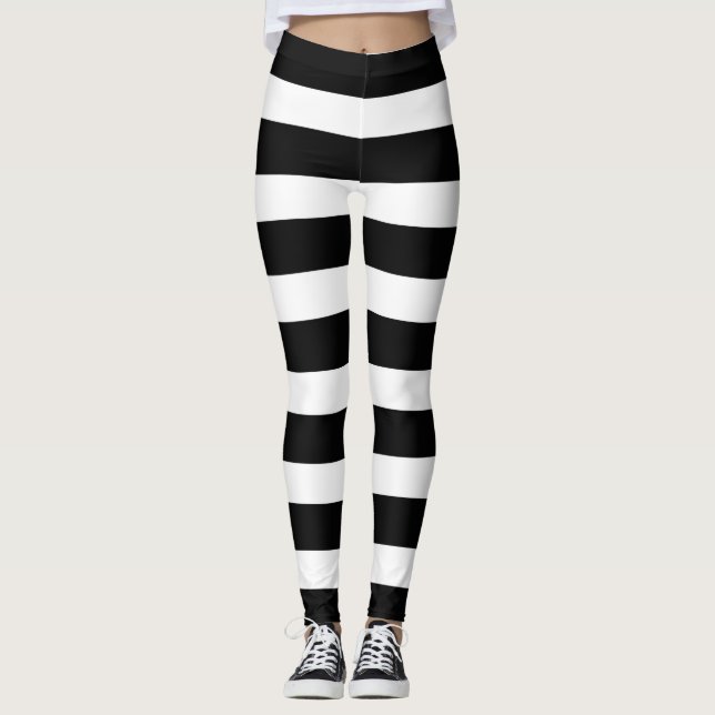 Leggings Rayures noires et blanches (Devant)