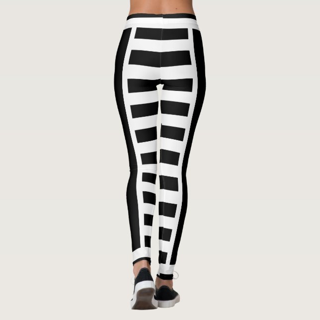 Leggings Rayures noires et blanches audacieuses (Dos)
