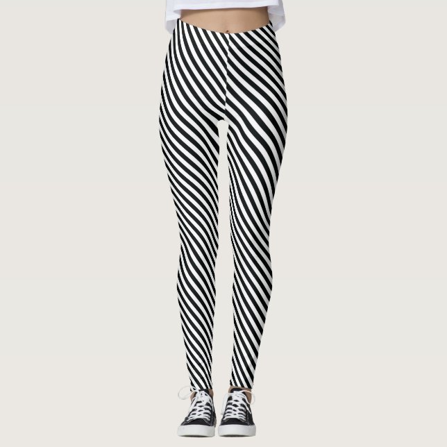 Leggings Rayures noires et blanches croisées  (Devant)
