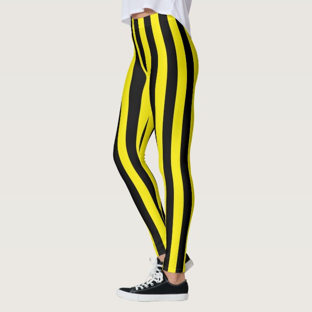 Leggings Rayures noires et jaunes verticales (Gauche)