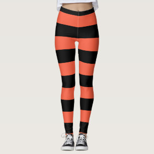 Leggings Rayures noires et orange Fête festive Halloween