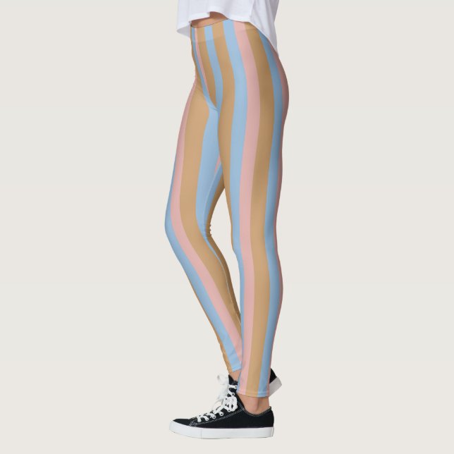 Leggings Rayures Ocres, Roses et Bleues  (Gauche)