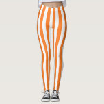 Leggings Rayures oranges et blanches verticales<br><div class="desc">Art numérique abstrait des rayures oranges et blanches verticales</div>
