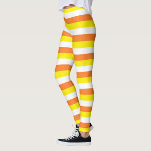Leggings Rayures oranges, jaunes et blanches