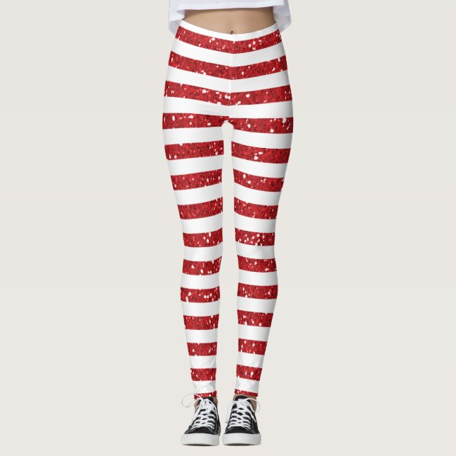 Leggings Rayures Pailletées Rouges (Devant)