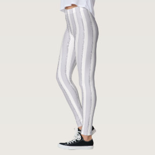 Leggings Rayures Pailletées Violet Lavande Blanc