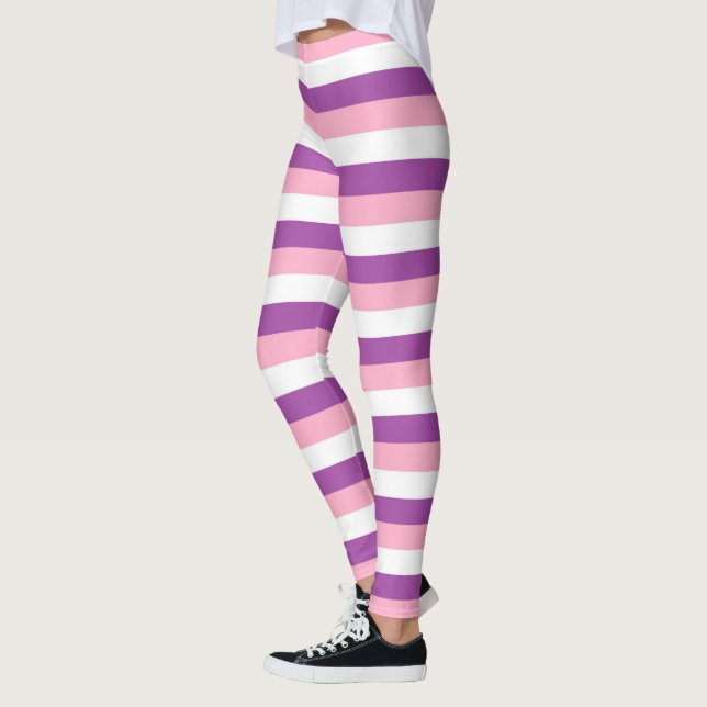 Leggings Rayures pourpres, roses et blanches (Gauche)