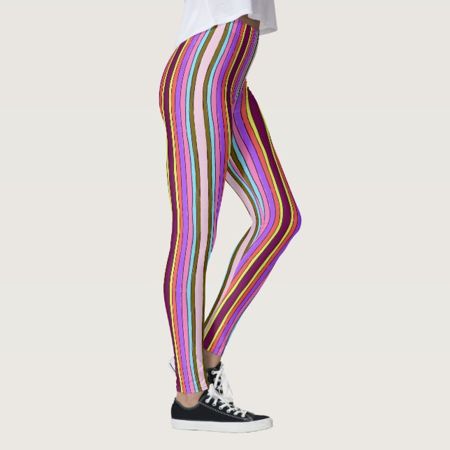 Leggings Rayures Rétro Brillantes et Audacieuses Multi Coul (Droite)