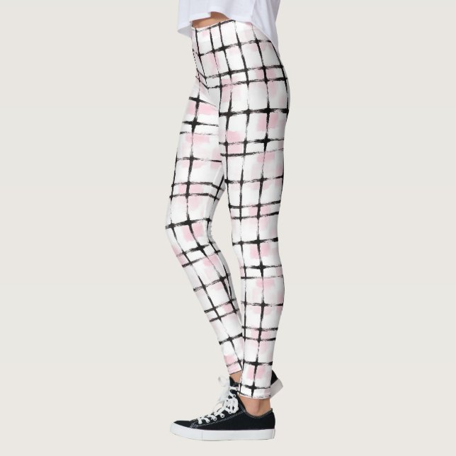 Leggings Rayures Rose Blanc Noir (Gauche)