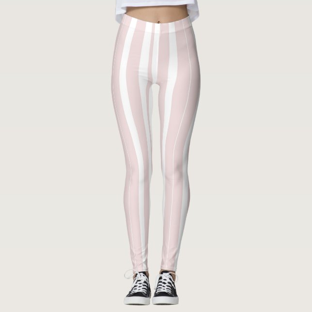 Leggings rayures rose et blanche (Devant)