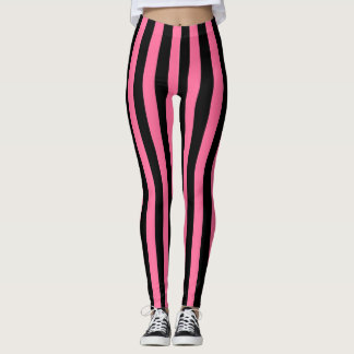 Leggings Rayures roses et noires verticales