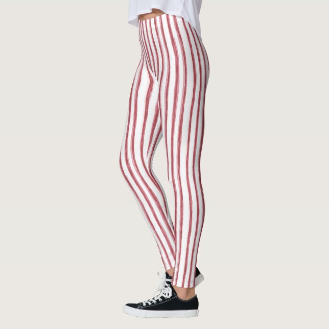 Leggings Rayures rouges blanches (Gauche)