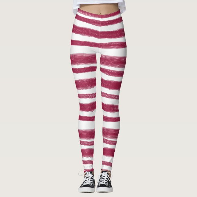 Leggings Rayures rouges Bordeaux  (Devant)