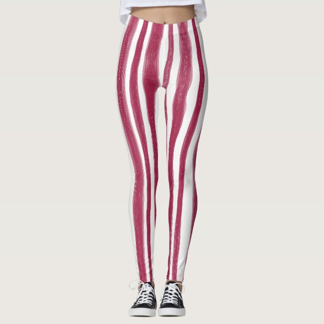 Leggings Rayures rouges Bordeaux  (Devant)