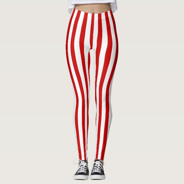 Leggings Rayures rouges et blanches (Devant)