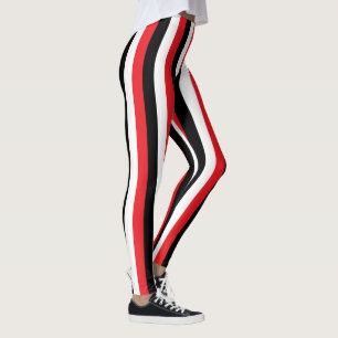 Leggings Rayures rouges et noires et blanches verticales