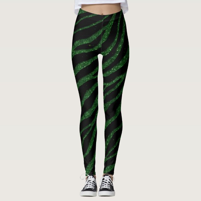 Leggings Rayures SpaceTime arrachées - Vert Parties scintil (Devant)
