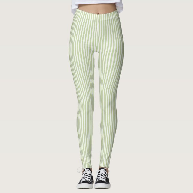 Leggings Rayures vertes blanches   (Devant)