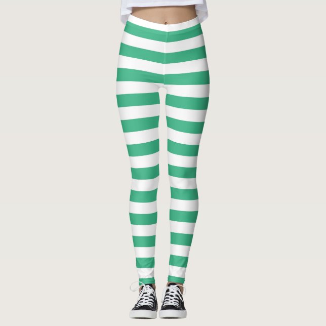 Leggings Rayures vertes et blanches d'Aqua (Devant)