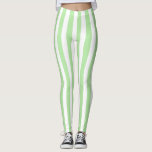 Leggings Rayures vertes et blanches molles verticales<br><div class="desc">Art numérique abstrait des rayures vertes et blanches molles verticales</div>