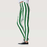 Leggings Rayures vertes et blanches verticales<br><div class="desc">Art numérique abstrait des rayures vertes et blanches verticales</div>
