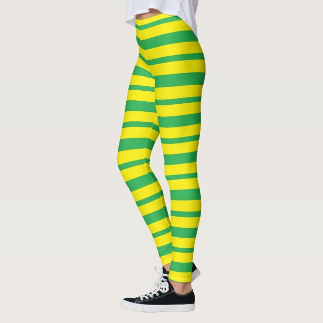 Leggings Rayures vertes et jaunes épaisses et minces (Gauche)