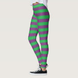 Leggings Rayures vertes et pourpres<br><div class="desc">Art numérique abstrait des rayures vertes et pourpres</div>