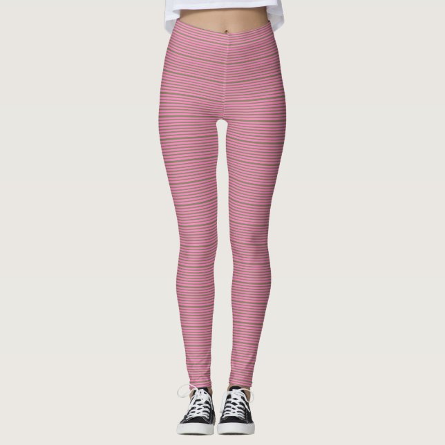 Leggings Rayures Vertes et Roses (Devant)