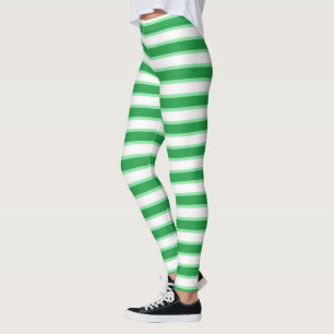 Leggings Rayures vertes vert-foncé, blanches et en pastel