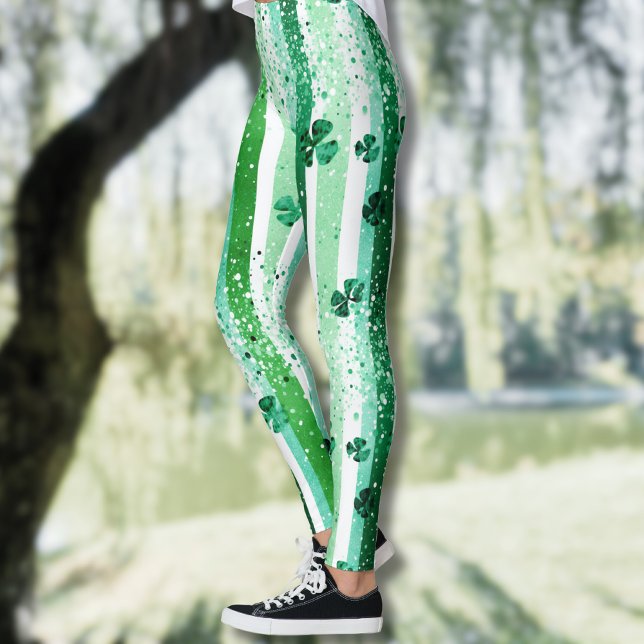 Leggings Rayures verticales blanches vertes classiques avec (Créateur téléchargé)