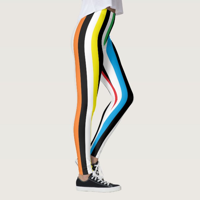 Leggings Rayures verticales de blanc de noir d'arc-en-ciel (Droite)