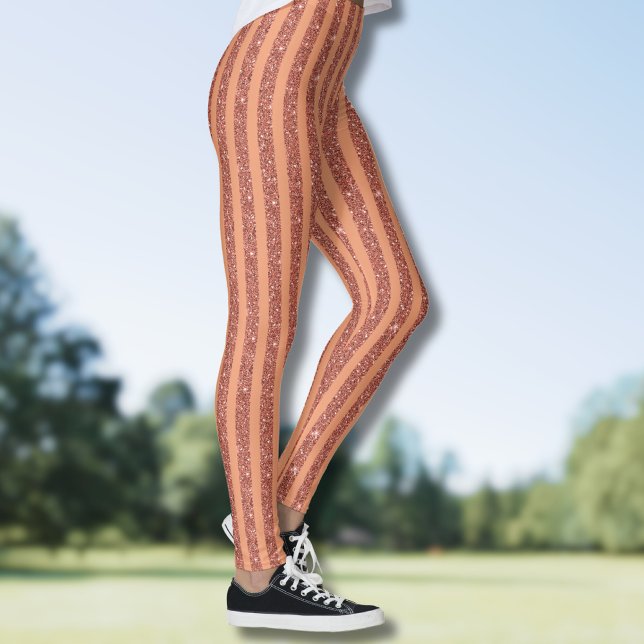 Leggings Rayures verticales de style pailleté orange mangue (Créateur téléchargé)