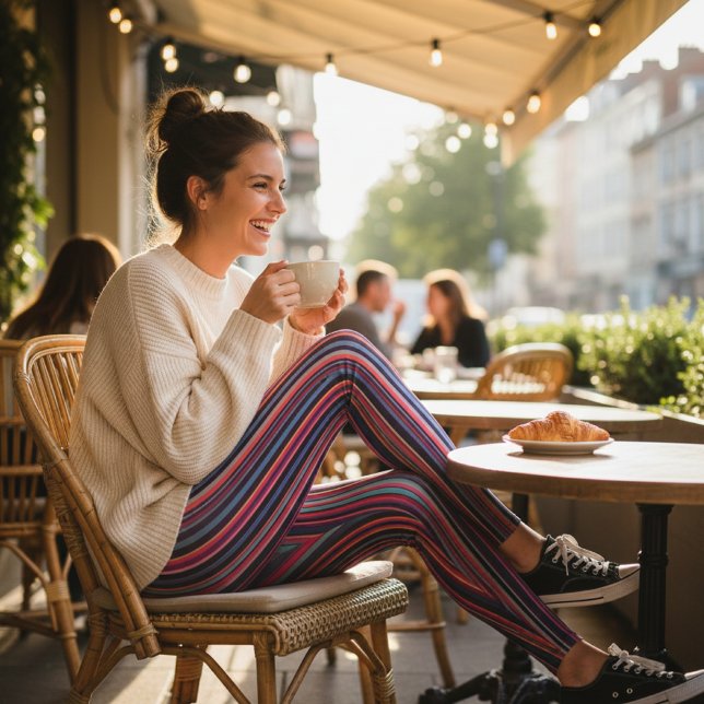 Leggings Rayures verticales multicolores vibrantes (Créateur téléchargé)
