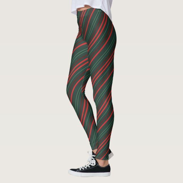 Leggings Rayures Verts Foncés et Rouges Foncés (Gauche)