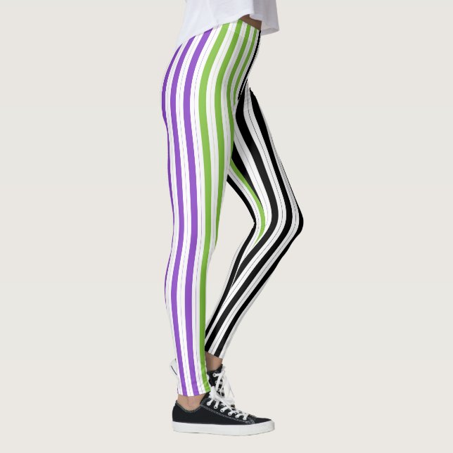 Leggings Rayures Violet Vert Noir (Droite)