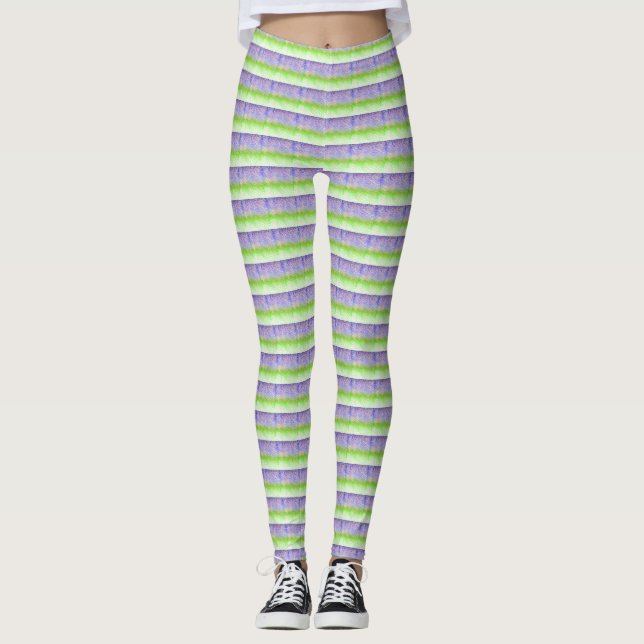 Leggings Rayures violettes et vertes (Devant)