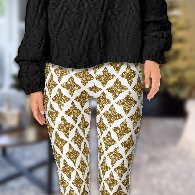 Leggings Razzle Dazzle Noël Glittery Gold Stars (Créateur téléchargé)