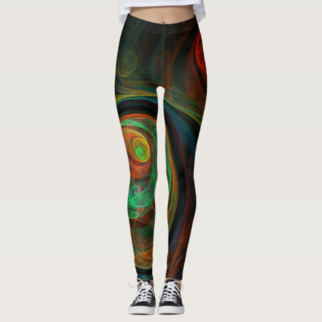 Leggings Reborn Green Art Abstrait (Devant)