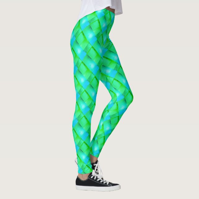 Leggings Rectangle bleu vert courbé ou rayures si mince? (Droite)