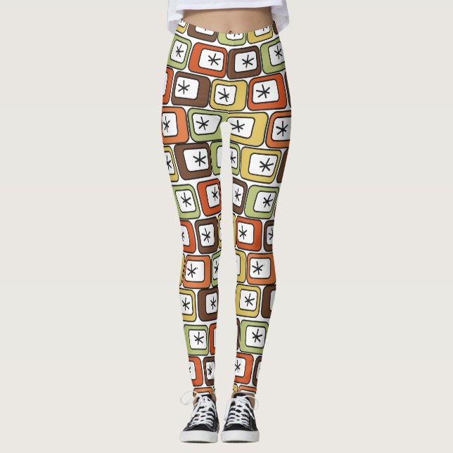 Leggings Rectangles rétro avec Starbursts (Devant)