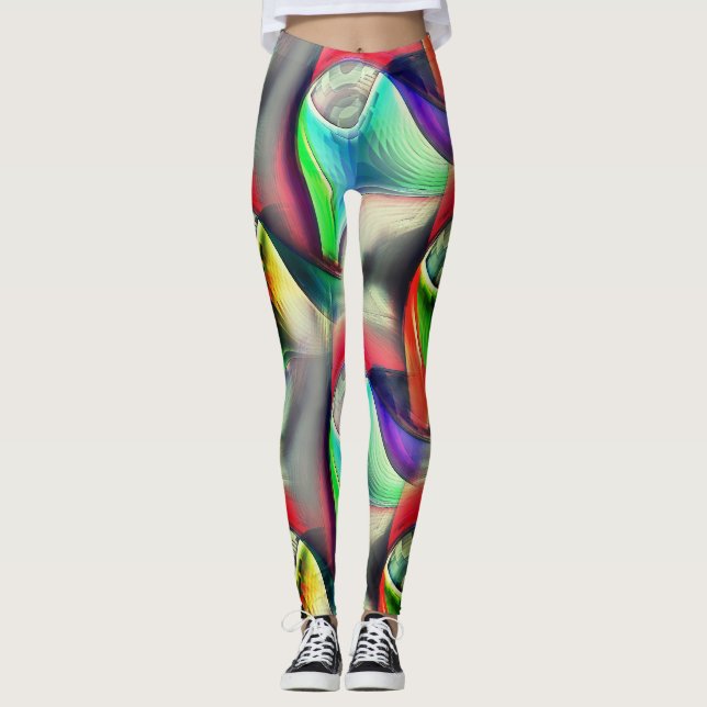 Leggings Recyclage des armures métalliques psychédéliques v (Devant)