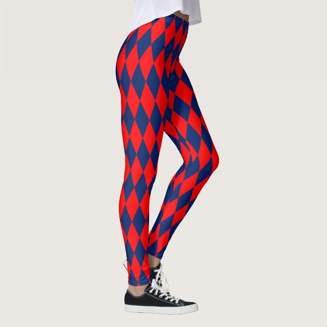 Leggings Red and Blue Harlequin Checkered Design  (Créateur téléchargé)